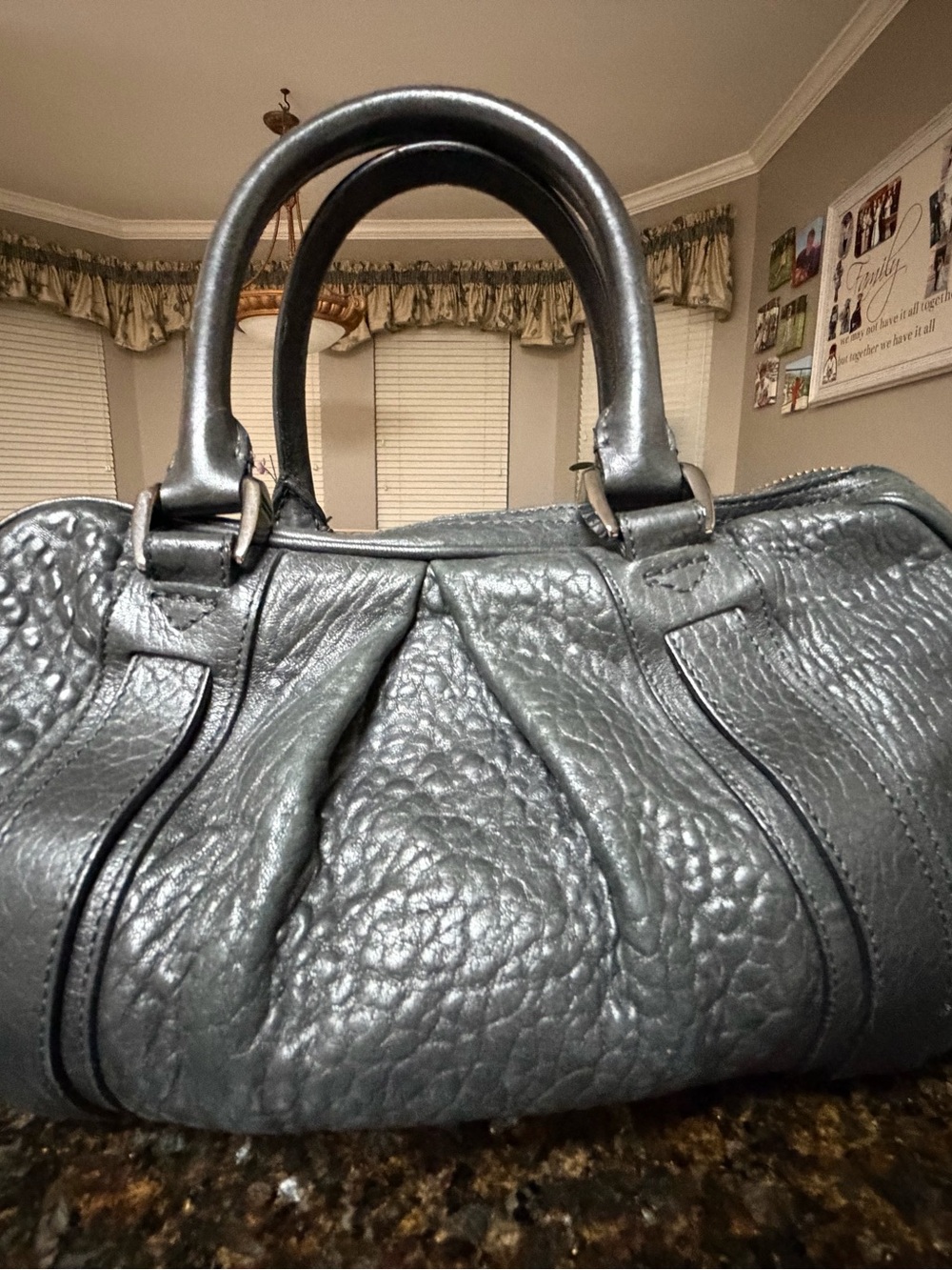 Burberry Black Textured Leather Satchel Handbag - Picture 8 of 8